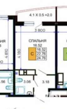 1-к квартира, сданный дом, 24м2, 6/24 этаж