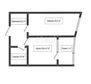 1-к квартира, вторичка, 43м2, 9/12 этаж