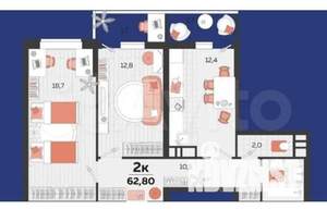 2-к квартира, вторичка, 62м2, 6/25 этаж
