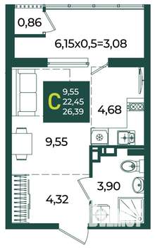 Студия квартира, вторичка, 26м2, 7/18 этаж