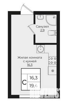 Студия квартира, вторичка, 19м2, 7/7 этаж