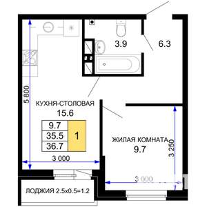 1-к квартира, вторичка, 37м2, 14/16 этаж