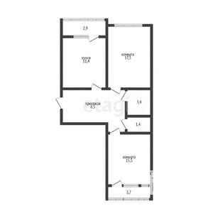 2-к квартира, вторичка, 58м2, 18/25 этаж