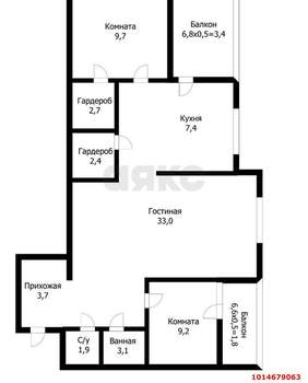 3-к квартира, вторичка, 87м2, 8/24 этаж
