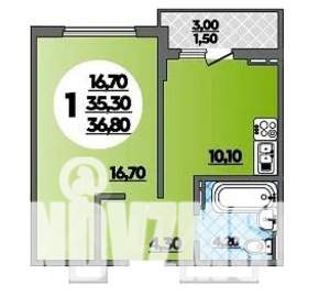 1-к квартира, сданный дом, 37м2, 13/18 этаж