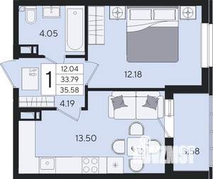 1-к квартира, вторичка, 36м2, 6/8 этаж