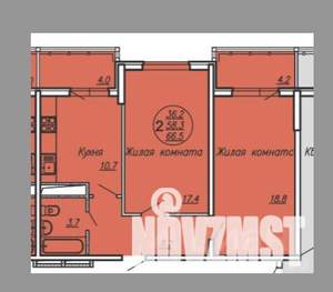 2-к квартира, вторичка, 66м2, 2/25 этаж