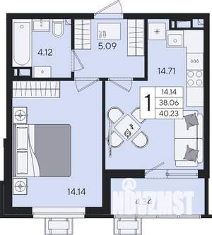 1-к квартира, вторичка, 40м2, 5/8 этаж