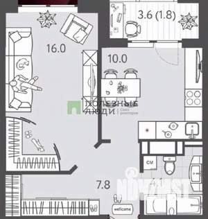 1-к квартира, вторичка, 38м2, 8/23 этаж