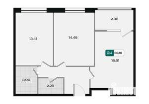 2-к квартира, вторичка, 58м2, 15/18 этаж
