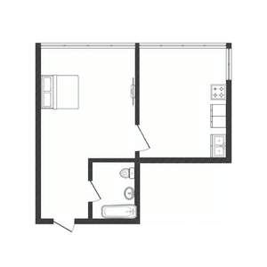 1-к квартира, вторичка, 43м2, 5/6 этаж