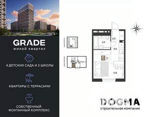 Студия квартира, вторичка, 23м2, 2/9 этаж