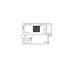 1-к квартира, вторичка, 44м2, 11/21 этаж