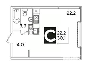 Студия квартира, вторичка, 30м2, 3/16 этаж