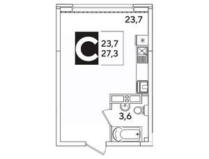 Студия квартира, вторичка, 27м2, 11/16 этаж