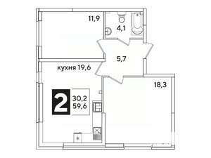 2-к квартира, вторичка, 60м2, 2/16 этаж