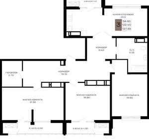3-к квартира, вторичка, 127м2, 19/21 этаж