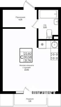 Студия квартира, вторичка, 32м2, 8/10 этаж