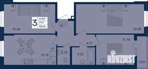 3-к квартира, вторичка, 79м2, 2/18 этаж