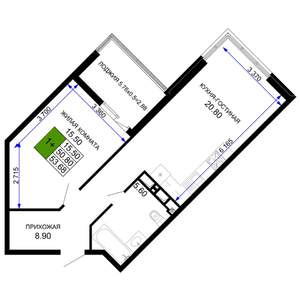 1-к квартира, вторичка, 54м2, 4/12 этаж