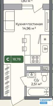 Студия квартира, вторичка, 19м2, 9/10 этаж