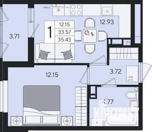 1-к квартира, вторичка, 35м2, 5/8 этаж