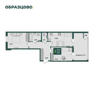 2-к квартира, вторичка, 67м2, 8/18 этаж