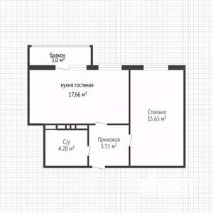 1-к квартира, вторичка, 43м2, 15/16 этаж