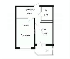 1-к квартира, вторичка, 43м2, 10/24 этаж