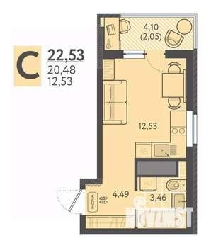 Студия квартира, вторичка, 23м2, 12/18 этаж