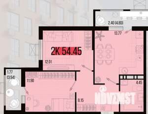 2-к квартира, вторичка, 55м2, 7/9 этаж