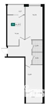 2-к квартира, вторичка, 67м2, 16/18 этаж