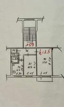 2-к квартира, вторичка, 44м2, 5/5 этаж