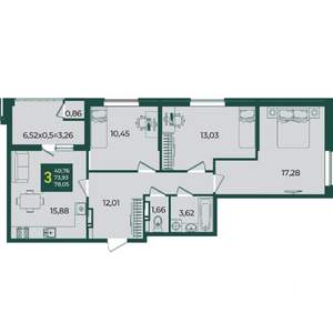 3-к квартира, вторичка, 78м2, 16/18 этаж