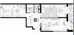 2-к квартира, вторичка, 60м2, 15/16 этаж