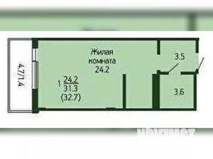 1-к квартира, вторичка, 35м2, 5/9 этаж