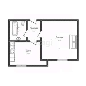 1-к квартира, вторичка, 36м2, 4/9 этаж