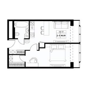2-к квартира, вторичка, 46м2, 12/19 этаж