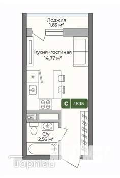 Студия квартира, вторичка, 18м2, 2/10 этаж