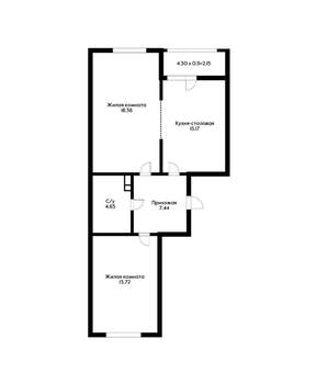 2-к квартира, вторичка, 65м2, 7/12 этаж