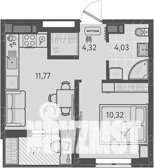 1-к квартира, вторичка, 32м2, 5/9 этаж