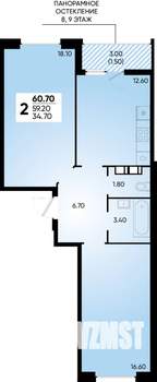 2-к квартира, вторичка, 61м2, 3/18 этаж