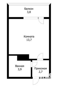 Студия квартира, вторичка, 21м2, 8/16 этаж