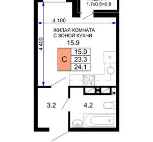 Студия квартира, вторичка, 24м2, 8/16 этаж