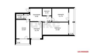 3-к квартира, вторичка, 80м2, 7/16 этаж