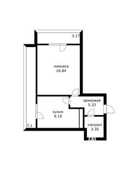 1-к квартира, вторичка, 45м2, 22/24 этаж
