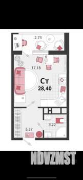 Студия квартира, вторичка, 28м2, 11/24 этаж