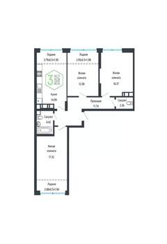 3-к квартира, вторичка, 85м2, 22/24 этаж