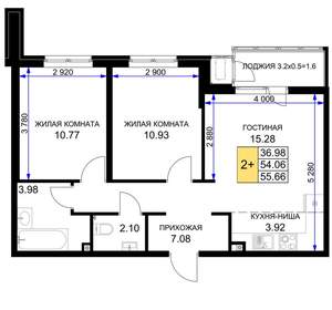 2-к квартира, вторичка, 56м2, 2/16 этаж