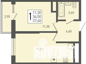 1-к квартира, вторичка, 37м2, 18/24 этаж
